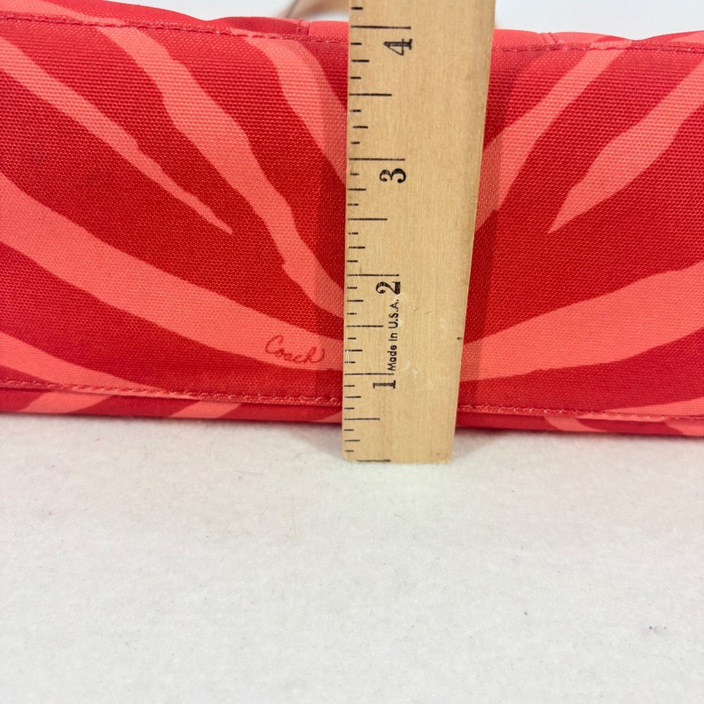 Coach Shoulder Bag Red Zebra Print Canvas Peach Orange Y2K Stefani Charm Tag 90s - Picture 7 of 16